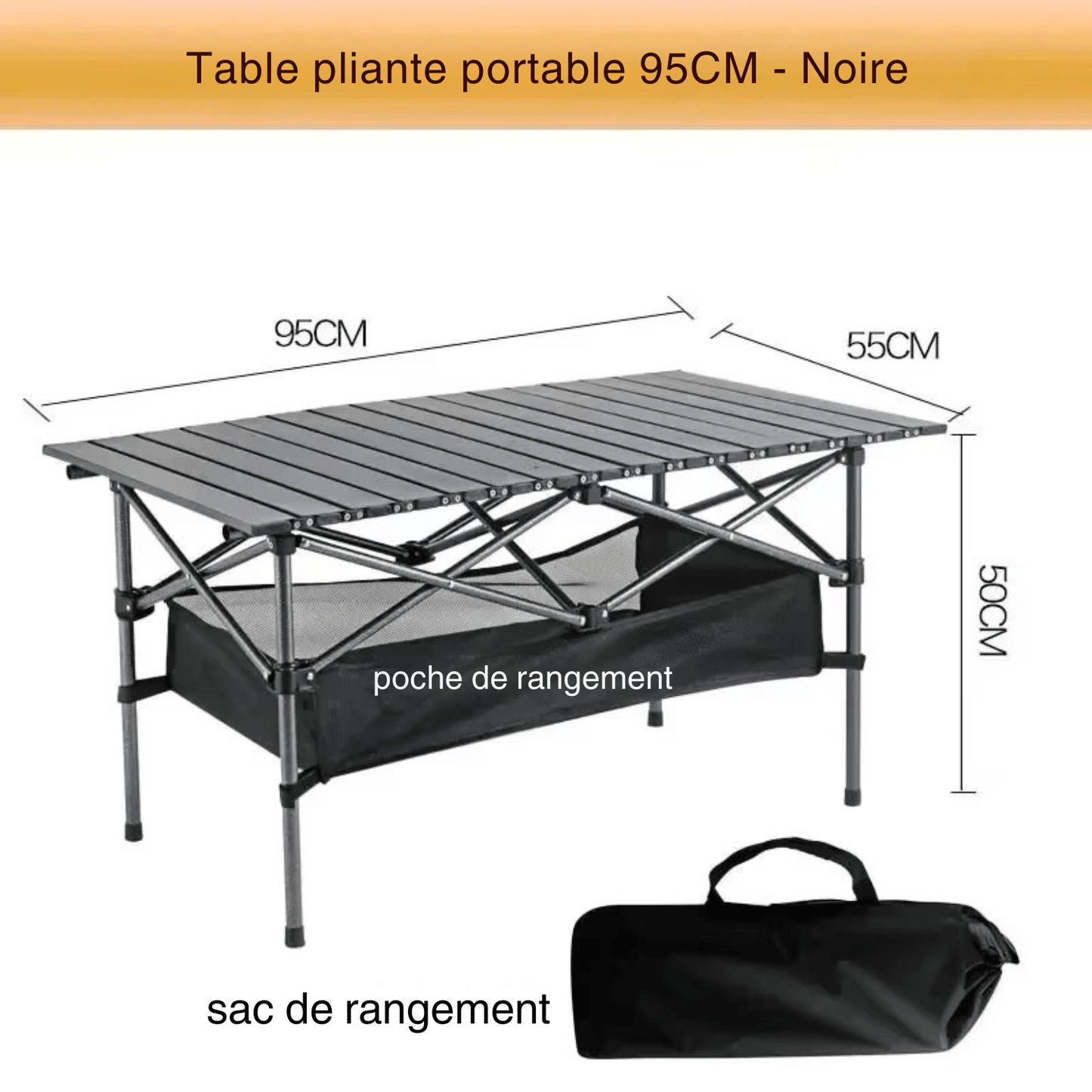 Table Pliante Camping - CampFlex™ - Noir