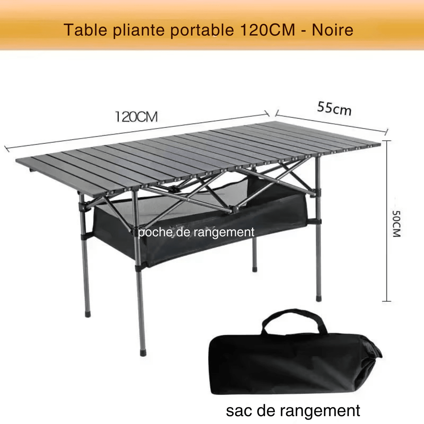 Table Pliante Camping - CampFlex™ - Noir